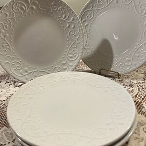 Classic White Swirl Dinner Plate Set